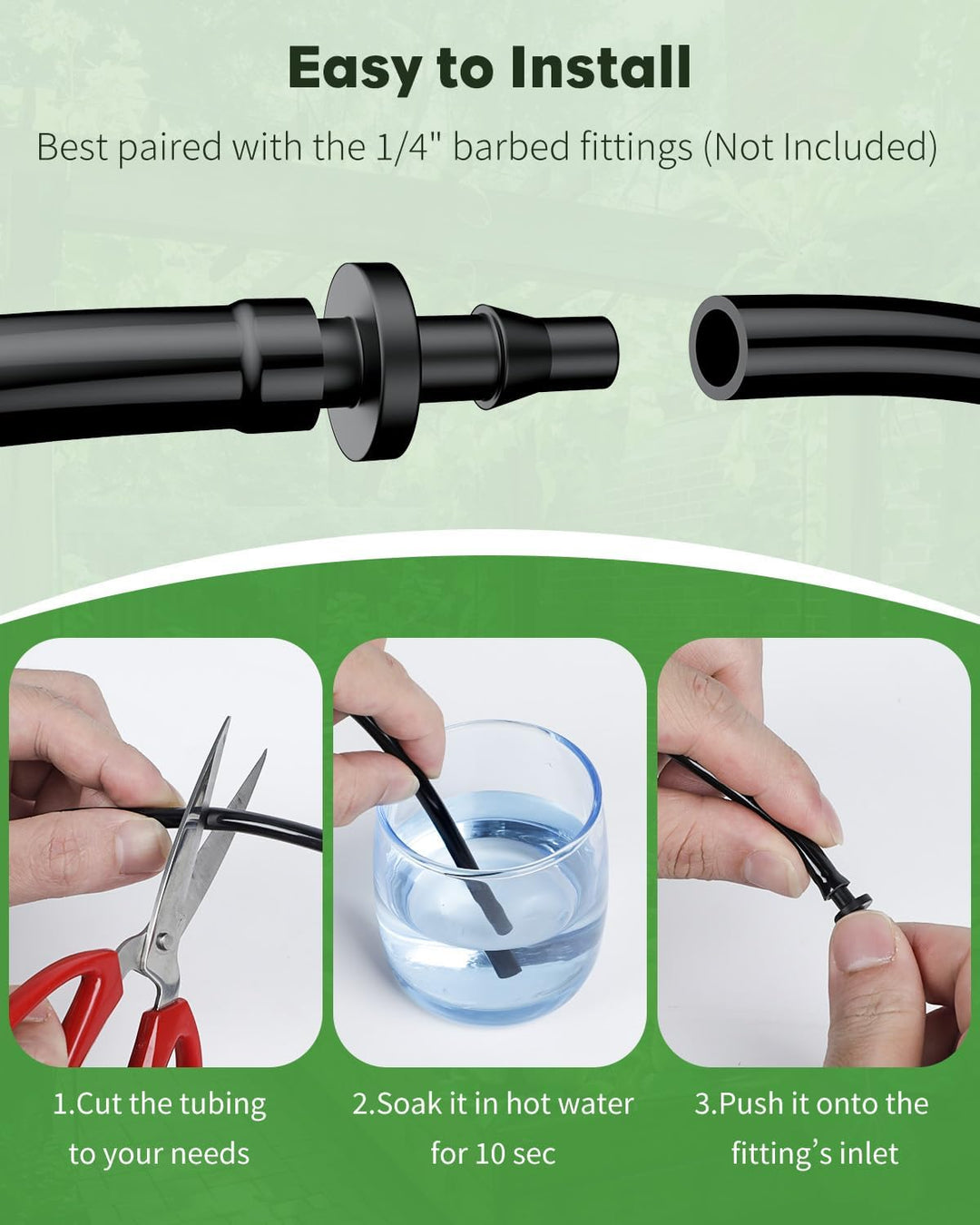 Pawfly 152 m 6,35 mm Tropfbewässerungsschlauch, PVC-Blindrohr für Tropfbewässerungssysteme, schwarze