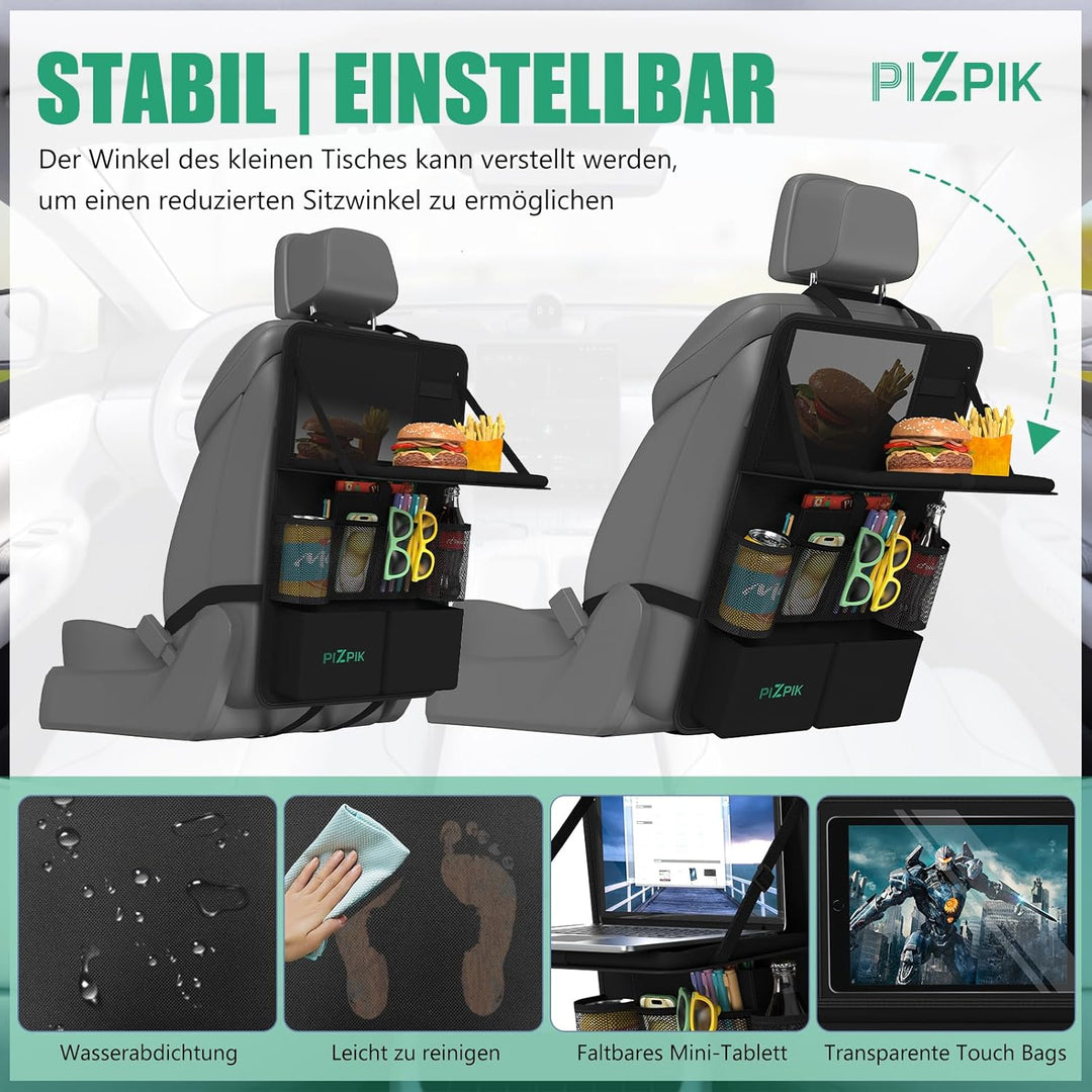 Auto Organizer,2 Grosse Rückenlehnenschutz,Autositz Organizer Kinder mit Klapptisch, 12 Taschen,wass