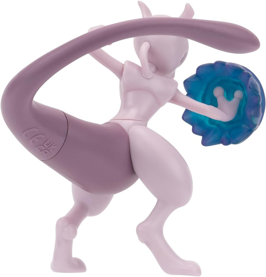 Pokémon PKW3370 - Battle Feature Figure - Mewtu, offizielle bewegliche Figuren, 11,5 cm