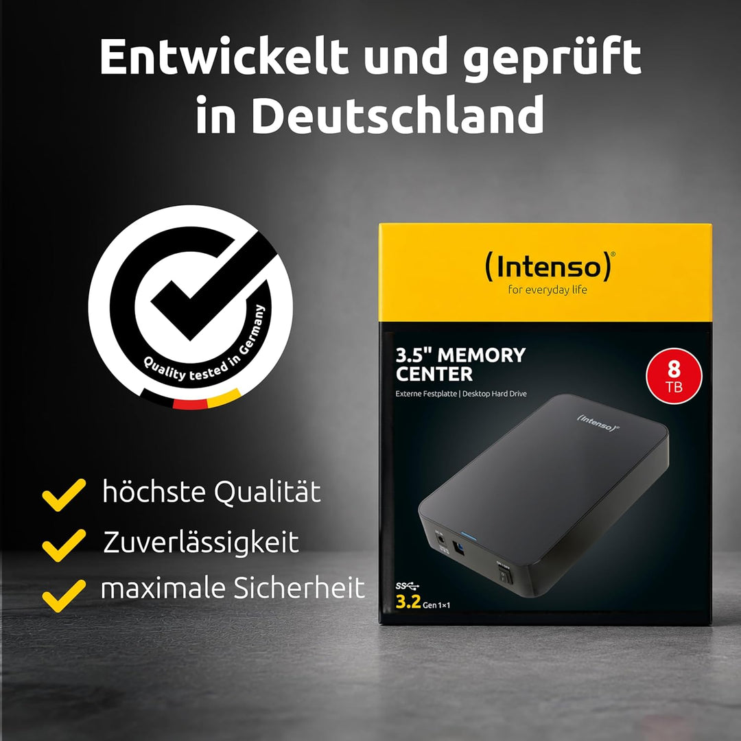Intenso 3,5" Desktop HDD 3.0 8TB Memory Center 8 TB Single, 8 TB Single