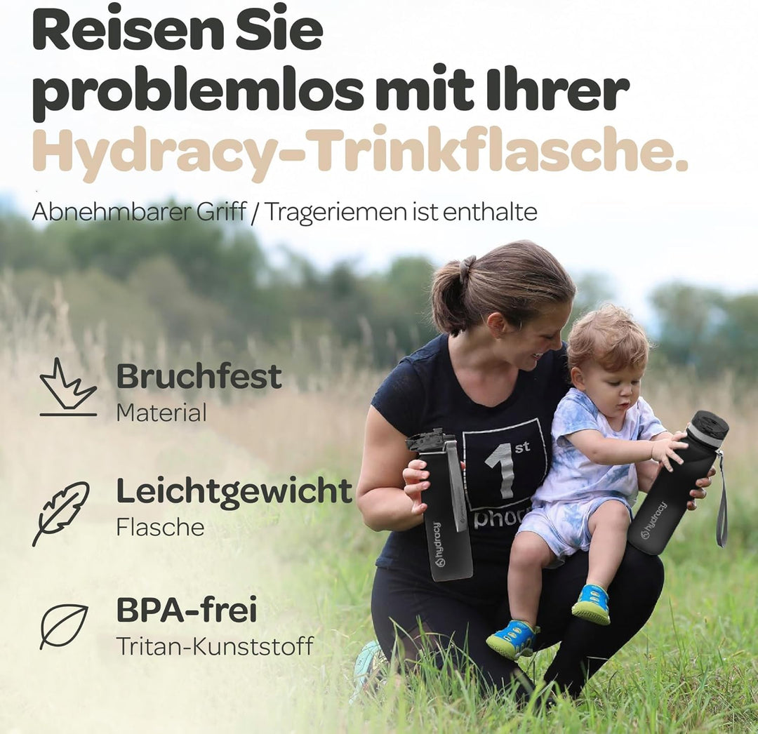 Hydracy Trinkflasche mit Fruchteinsatz - 500ml Wasserflasche - BPA-freie Trinkflasche mit Zeitmarkie