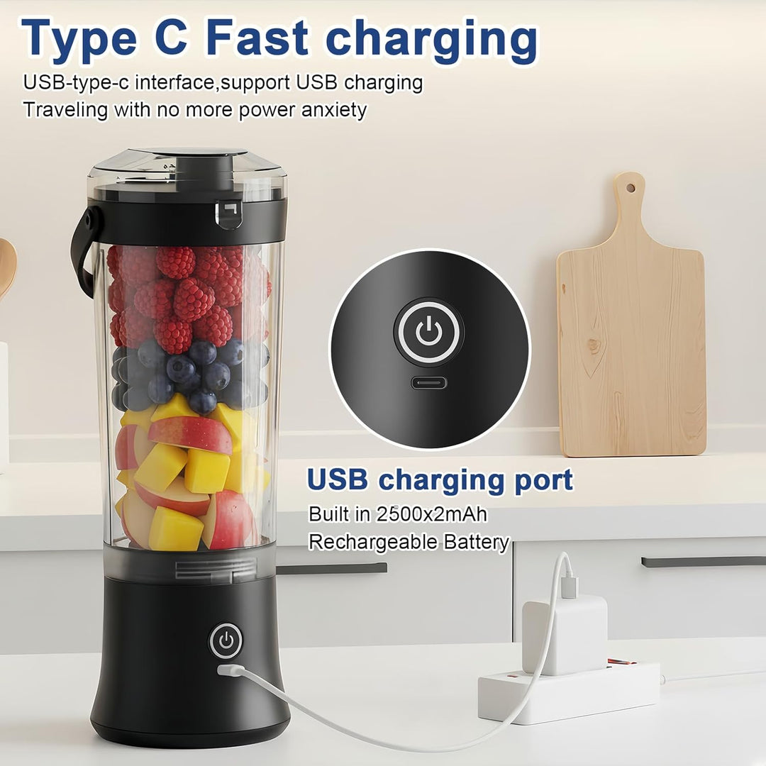 TopEsct tragbarer Mixer für Shakes und Smoothies,500 ml leistungsstarker kabelloser Mini-Mixer,wiede