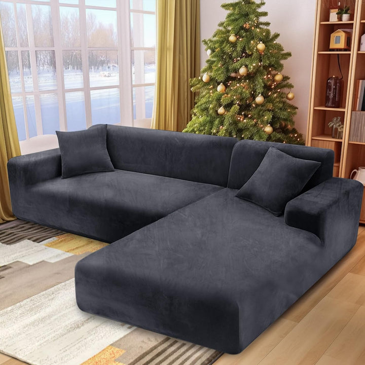 NAKIHOUSE Dicke Samt Sofa Überwürfe Sofabezug mit einem Kissenbezug, Superweicher Elastische Sofa Ab