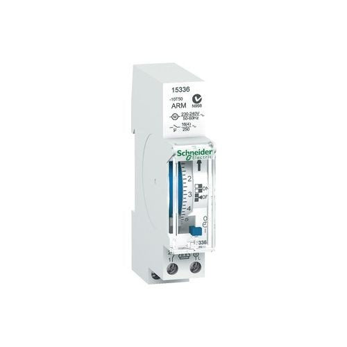 Schneider 15336 Zeitschaltuhr mech. IH24h 1c ARM, 1 TE, 24 Std, 1 Kanal, 100 Std. Reserve, Weiss, 18