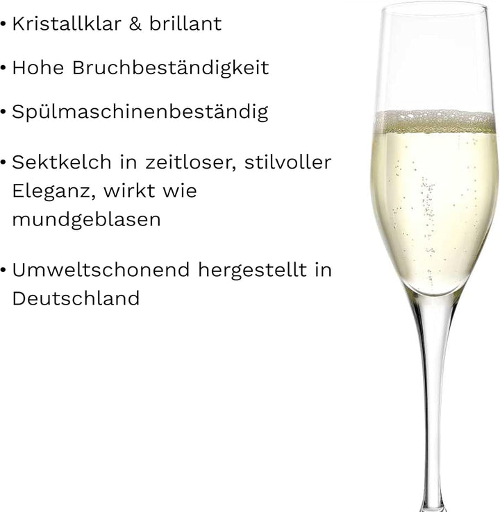 Stölzle Lausitz Exquisit Sektkelche 175ml I Edle Champagnergläser 6er Set I Schaumweingläser 6 Stück