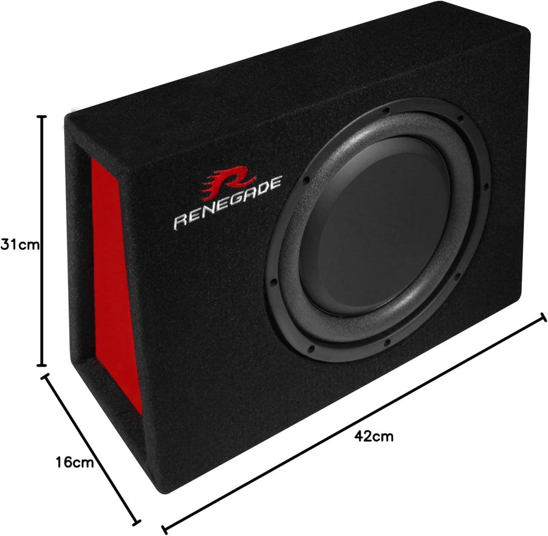 Renegade RXS1000-25 cm (10") Gehäuse-Subwoofer - Single-Kompakt-System mit 400 W max. | Car-HiFi Bas