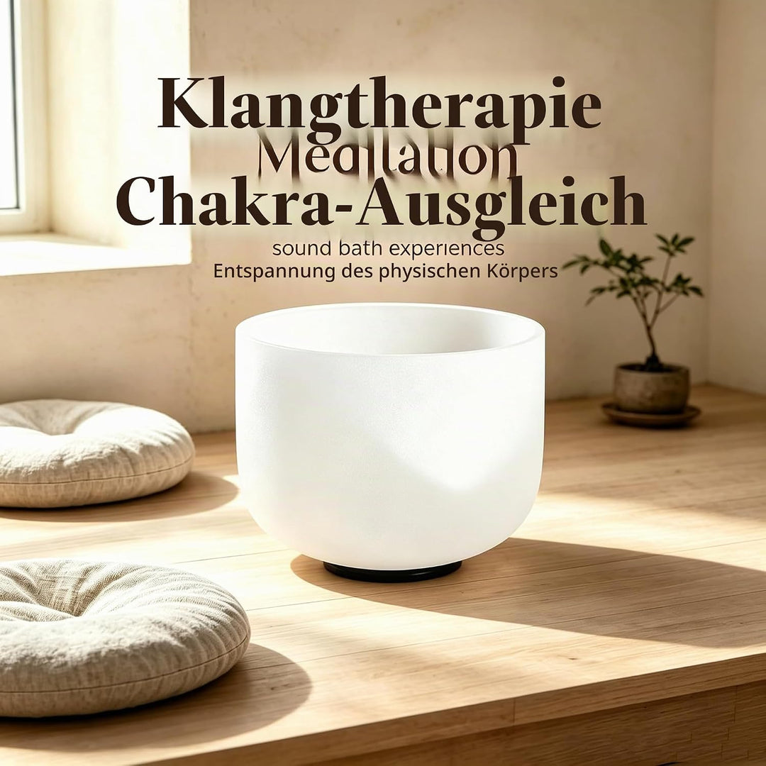 528hz Wurzel Chakra Frosted Quarz Kristall Singing Bowl C Note 8 Zoll mit Gummi Mallet