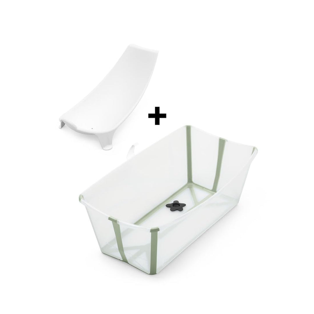 Stokke Flexi Bath (Transparent Green) mit Newborn Support - Robust &amp; einfach zu verstauen - Bequem f
