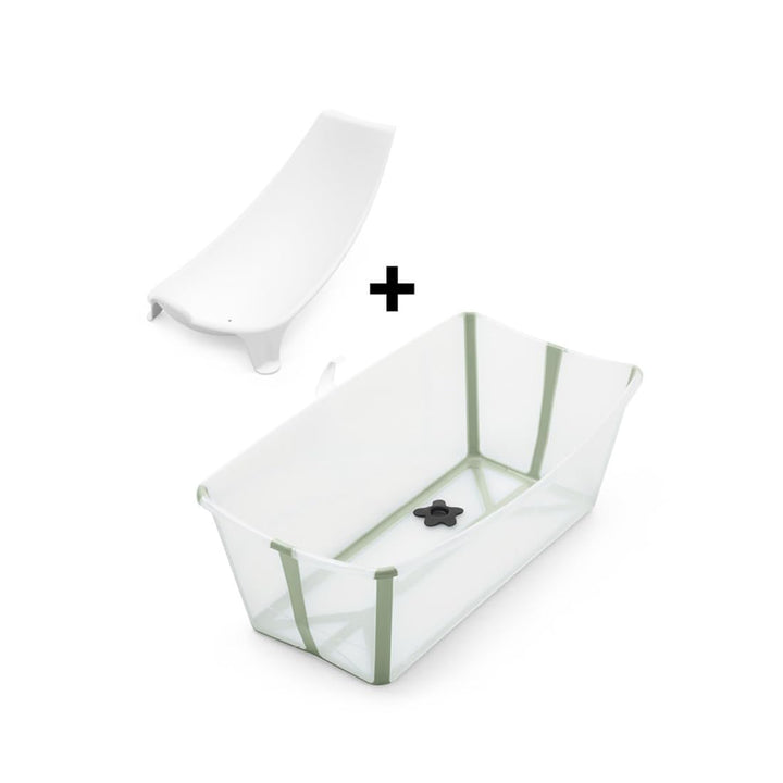 Stokke Flexi Bath (Transparent Green) mit Newborn Support - Robust &amp; einfach zu verstauen - Bequem f