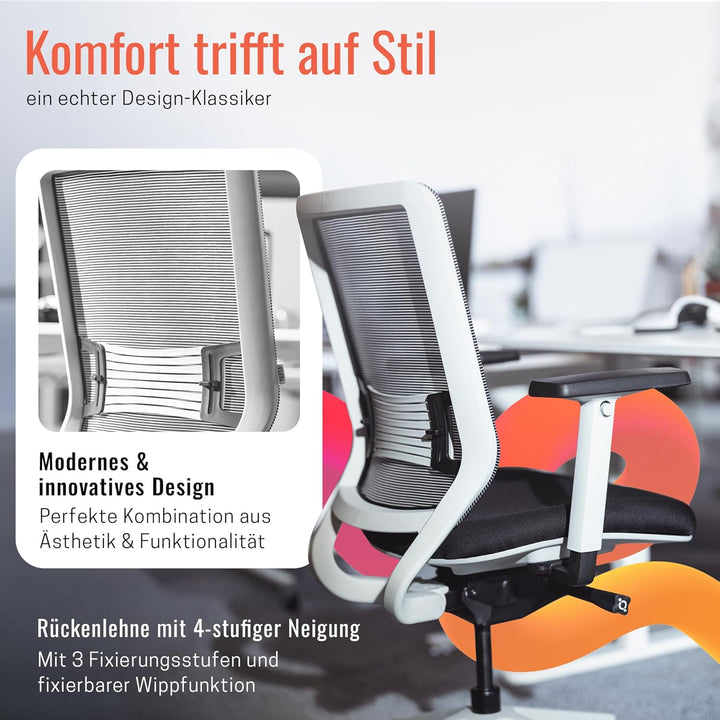 Yaasa Chair Ergonomischer Bürostuhl, Schreibtischstuhl mit Lordosenstütze, 3D-Armlehnen und Einstell