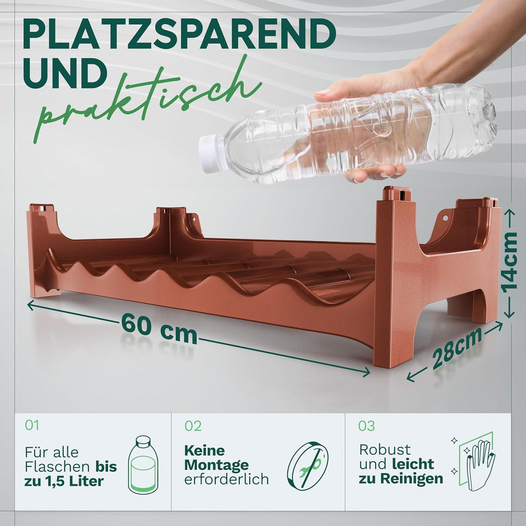 Novaliv Flaschenregal für 48 Flaschen aus Kunststoff, erweiterbar, Weinregal stapelbar, Braun, Geträ