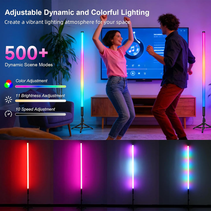 2 Stück 120cm LED Videolicht Mood1 Pro mit Stativ, LED Handheld Fotografie Lichtdimmbar und Musikmod