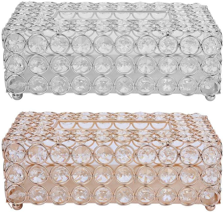 Hztyyier Crystal Tissue Box Rechteckiger dekorativer Serviettenhalter Crystal Paper Container für El