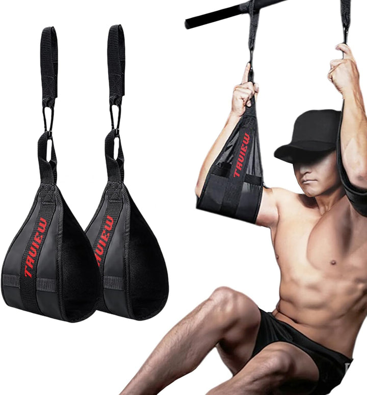 Bauchschlingen, tragbar, für Klimmzugstange, hängende Beinerhöhung, Fitness (schwarz, 1 Paar)