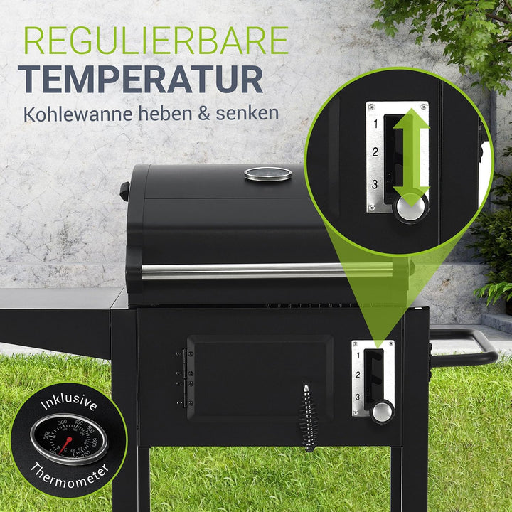 Juskys Holzkohlegrill Missouri mit Deckel - Grosse Grillfläche, Grillrost, variable Kohlewanne - Hol