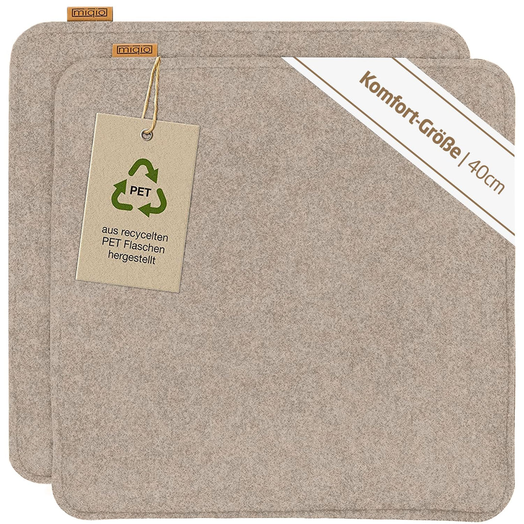 Miqio Design Sitzkissen Rechteckig aus Filz mit Antirutschnoppen | Nachhaltig aus recycelten PET Fla
