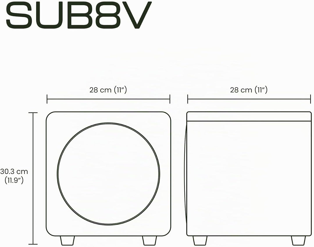 Kanto SUB8VMB 8" 300W Sealed Powered Subwoofer | Matte Black
