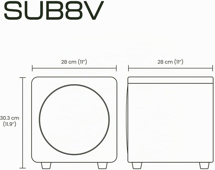 Kanto SUB8VMB 8" 300W Sealed Powered Subwoofer | Matte Black