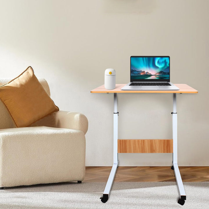 Höhenverstellbarer Laptop-Tisch, Beistelltisch mit 4 Rollen, Stehpult, Schreibtisch Klein, Überbett-