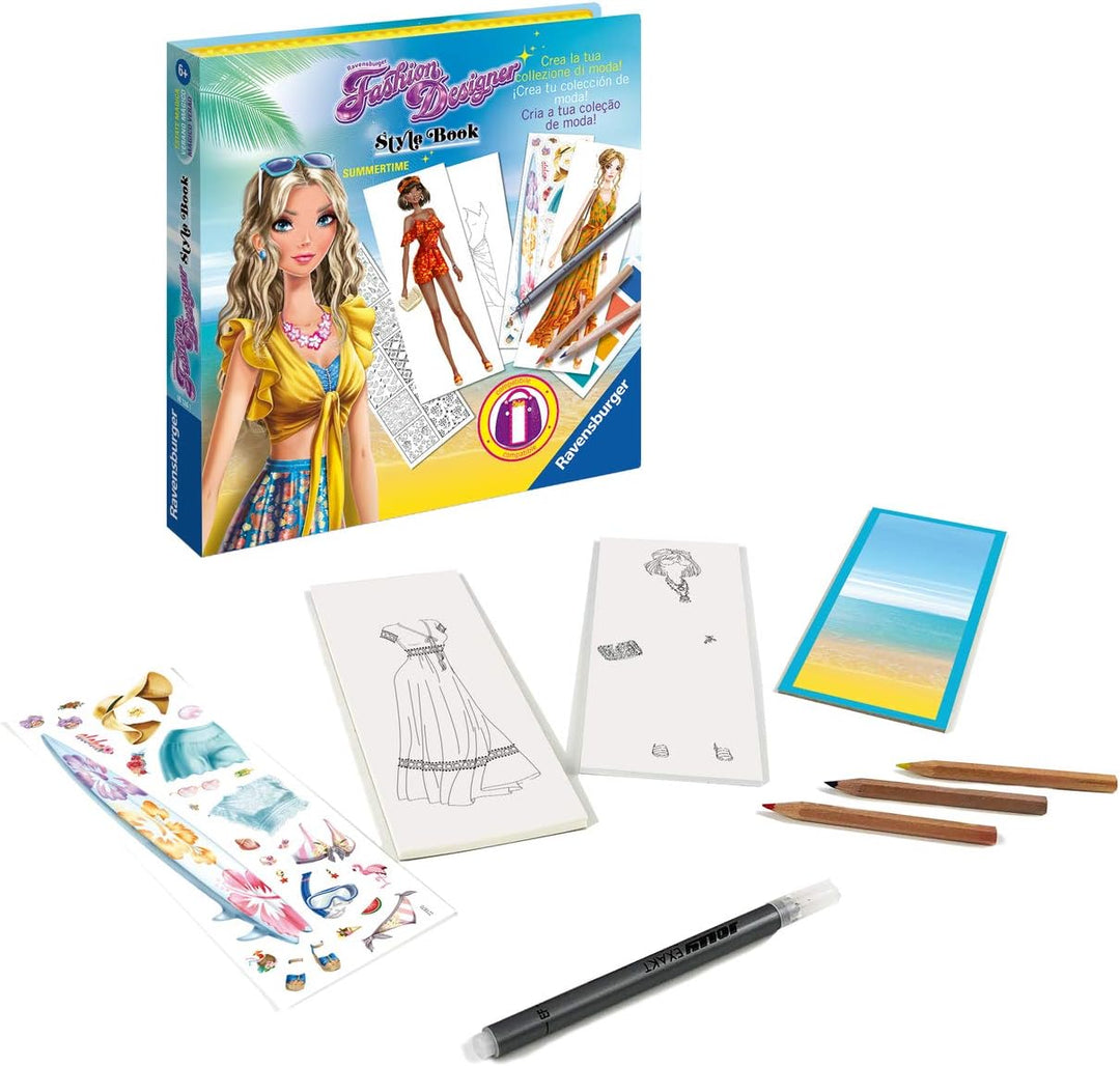 Ravensburger 18126 1 Fashion Designer Style Book Magie Sommer Kreatives Spiel, Mehrfarbig