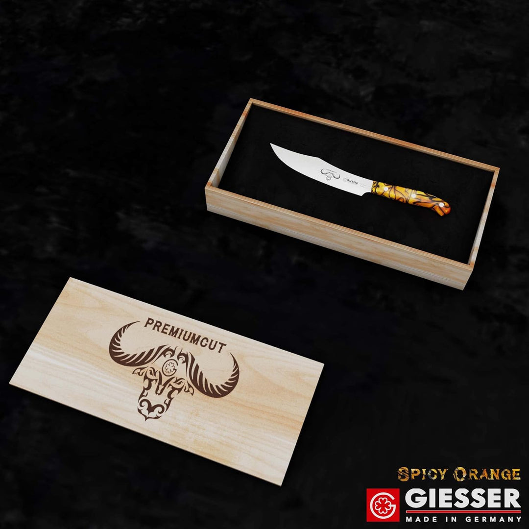 GIESSER seit 1776 - Made in Germany - Zubereitungsmesser 16 cm Spicy Orange, PremiumCut Veggie No 1,