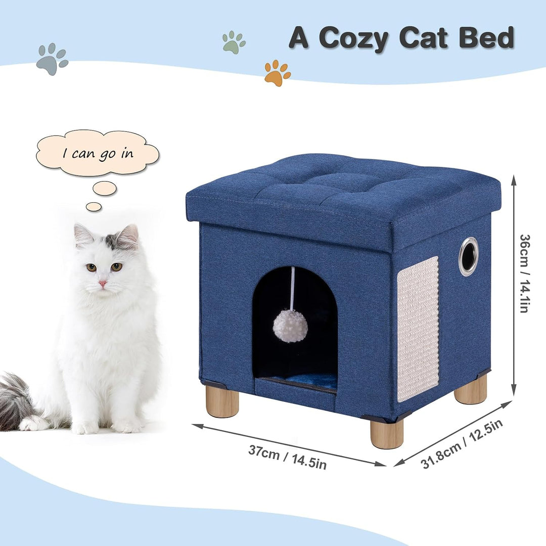 BRIAN &amp; DANY Faltbare Katzenhöhle Grosse Katzen, Katzenhaus Höhle für Katzen mit Kratzbrett und Spie