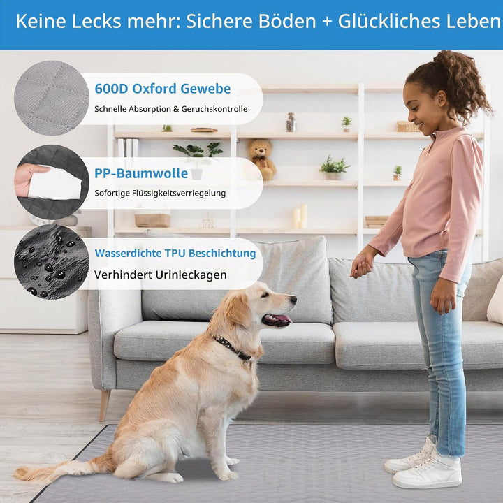Wiederverwendbare Trainingsunterlage für Hunde, 143 x 143cm, Waschbare Welpenunterlage, Wasserdichte