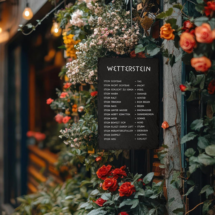 Finest Folia Wetterstein Wetterstation 20x30cm Schieferplatte für Garten Balkon Deko Schiefertafel T