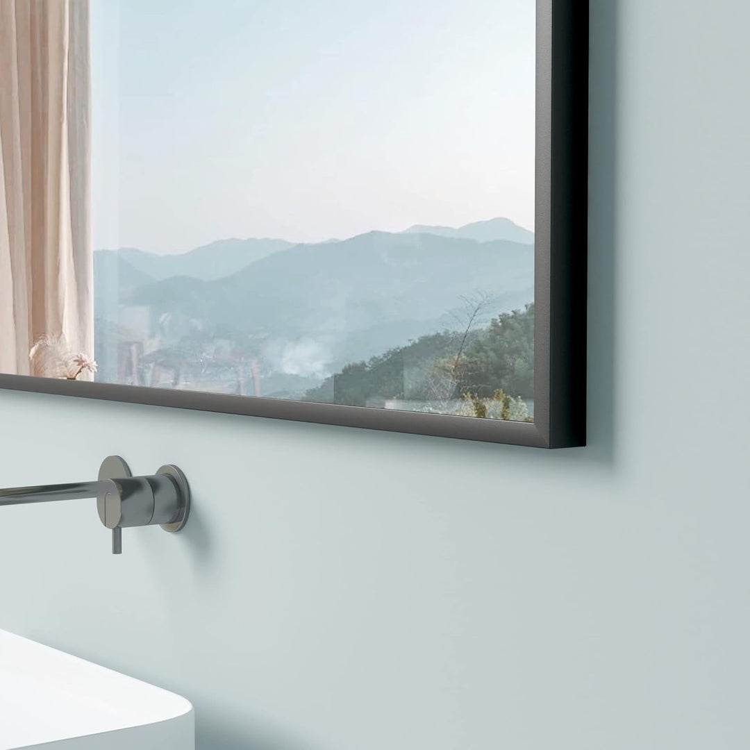 Boromal Spiegel Schwarz 40x60cm Badezimmer Spiegel Vertikal/Horizontal Dekorative Wandspiegel für Ba