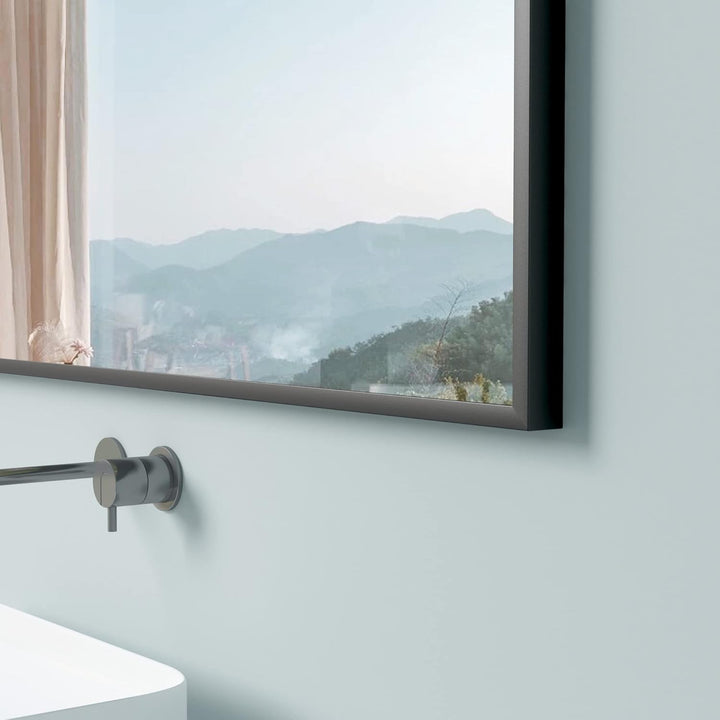 Boromal Spiegel Schwarz 40x60cm Badezimmer Spiegel Vertikal/Horizontal Dekorative Wandspiegel für Ba