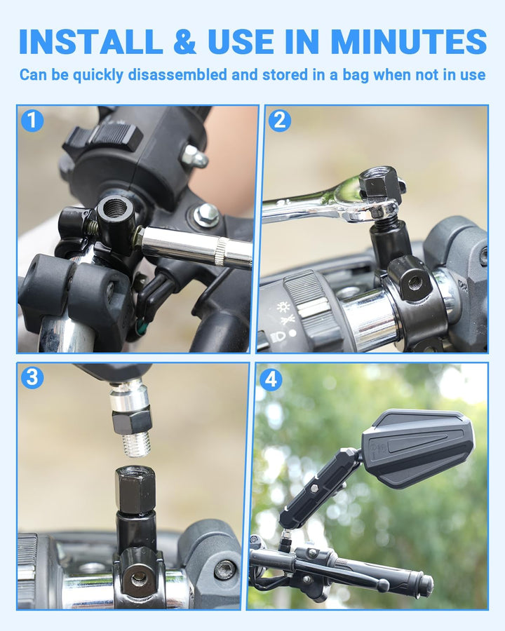 SUPAREE Universal Motorrad Rückspiegel Motorrad Spiegel Klappbar Offroad motorrad Spiegel e-Geprüft