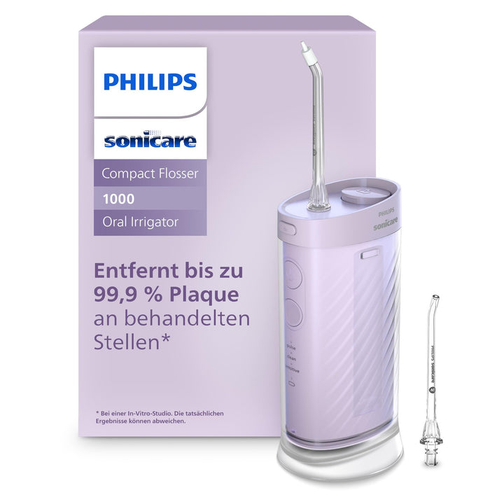 Philips Sonicare Compact Flosser 1000, tragbare Munddusche mit 3 Reinigungsprogrammen, IPX7 wasserdi
