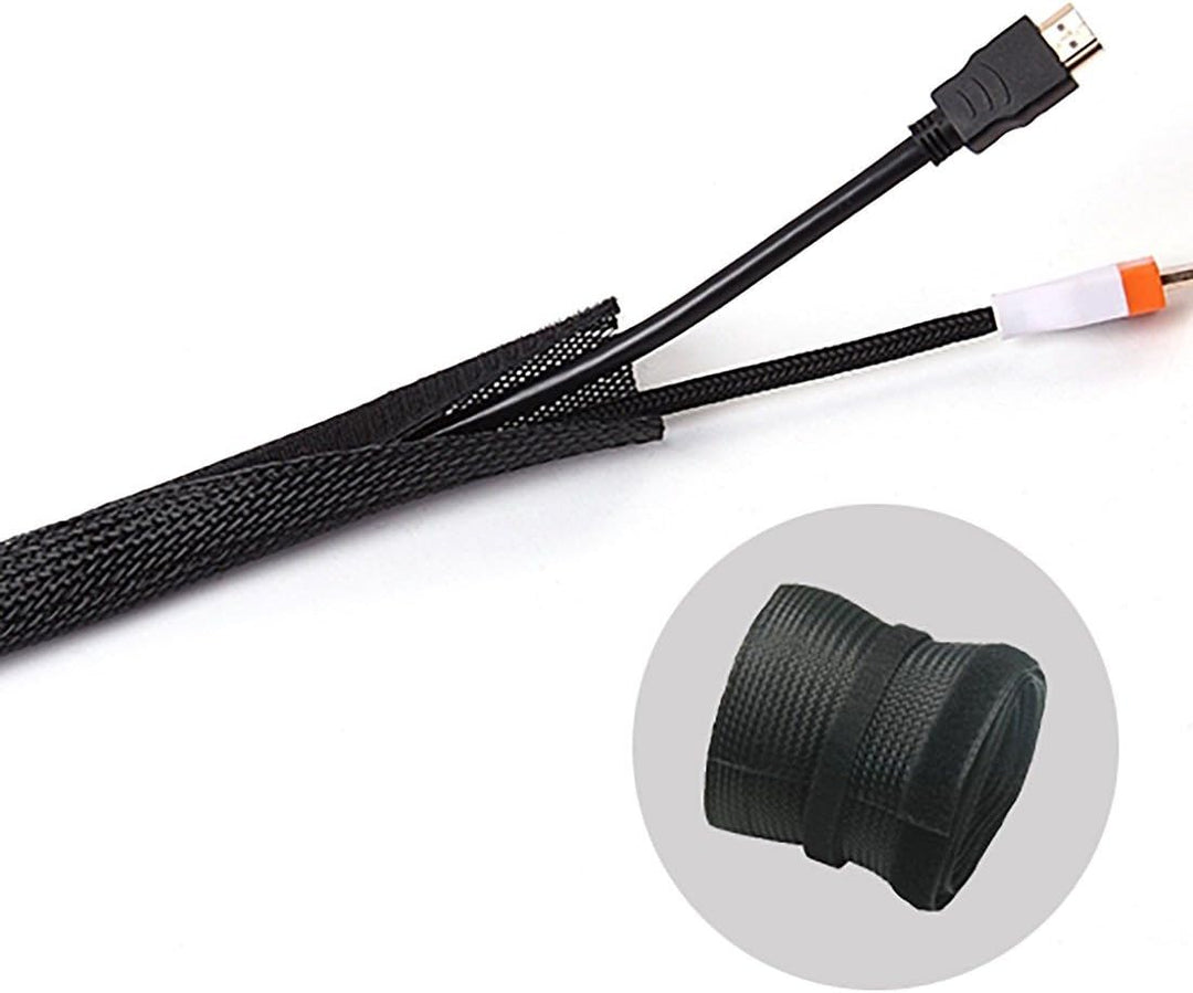 RICOO Kabelkanal Schwarz 1000cm lang x 13,5cm breit Z9135B-10 Kabelschlauch wiederverschliessbar Kle