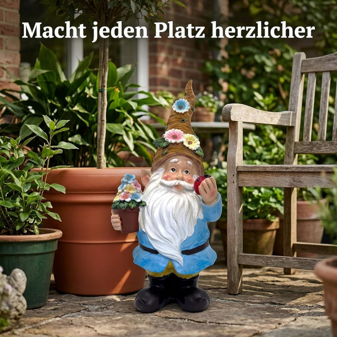 MIJOMA Gartenzwerg Gartengnom GNOME Dwarf Garten Dekoration Gartendeko Wichtel Zwerg für den Garten