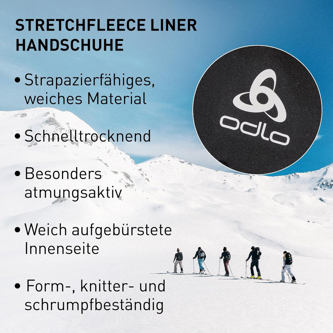 Odlo Sporthandschuhe Herren Damen Stretchfleece Liner I Unterziehhandschuhe I Ski Handschuhe Schwarz