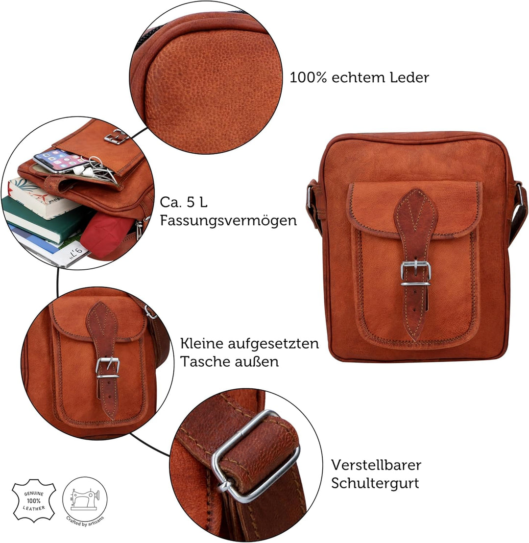 Gusti Umhängetasche Leder - Frank Handtasche Ledertasche Vintage Braun Leder Damen
