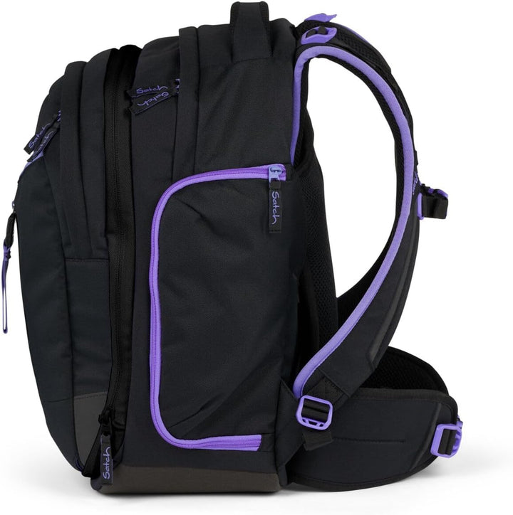 Satch Match Schulrucksack Set 3tlg. (Purple Phantom) inkl. Schlamperbox und Sporttasche, Purple Phan