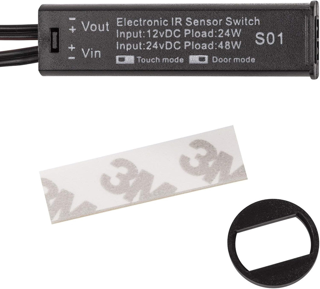 Einbau - Mini-Sensor SO1 schwarz schaltet bei Türbewegung oder Handbewegung, Schaltabstand 3-5 cm, I