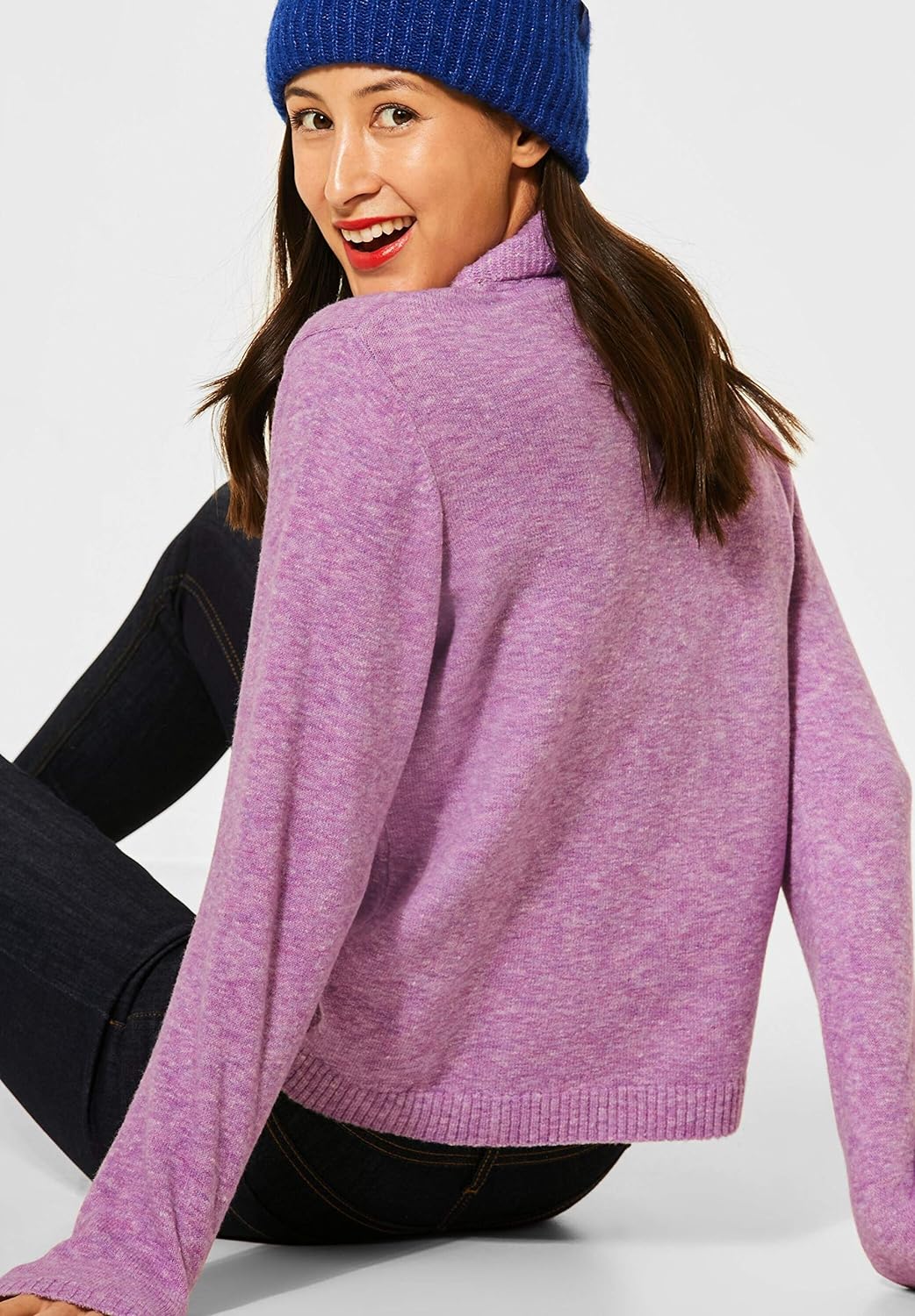 Street One Damen Pullover in Melange-Optik Sweet Lilac Melange 36