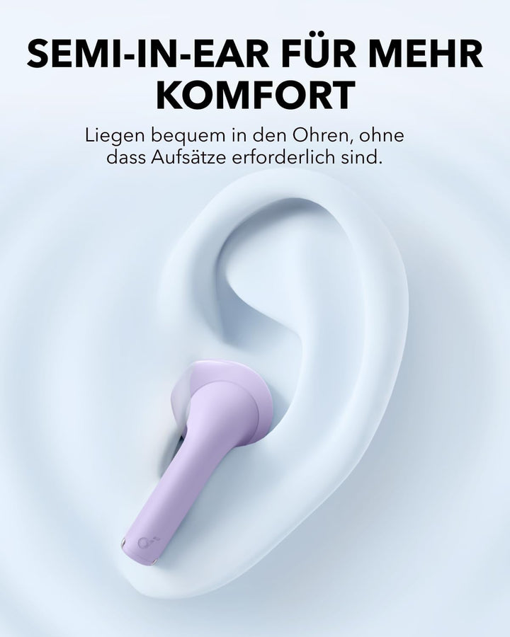 oundcore K20i von Anker, Semi-In-Ear Earbuds, Bluetooth Wireless, 36h Spielzeit, Schnell-Laden, klar