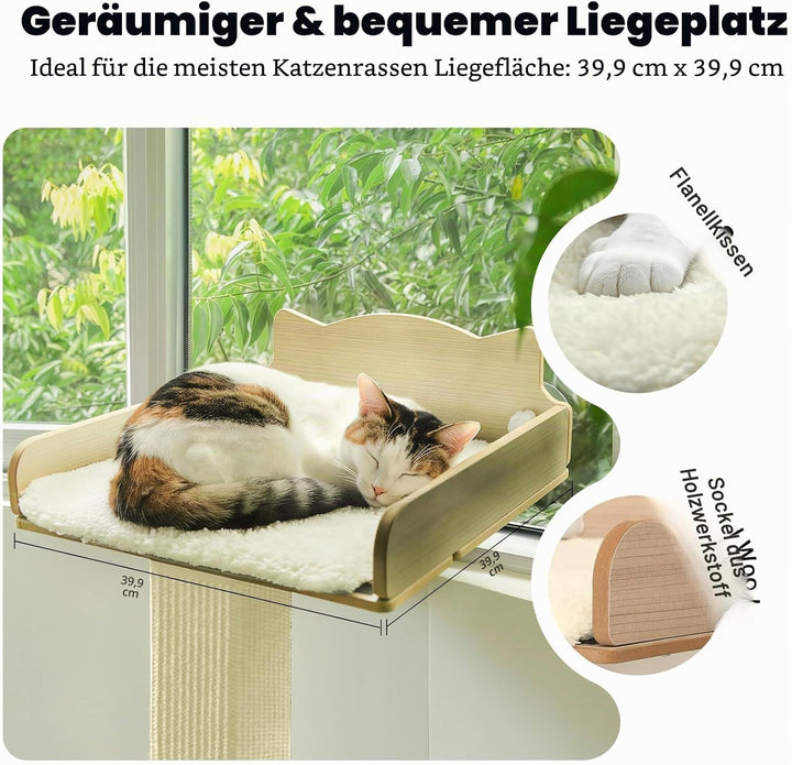 Katzenrastenstange mit Kratzbaum, Katzenhängematte für Fenster mit 2 Saugnäpfen, Sisal Hoher Katzenk