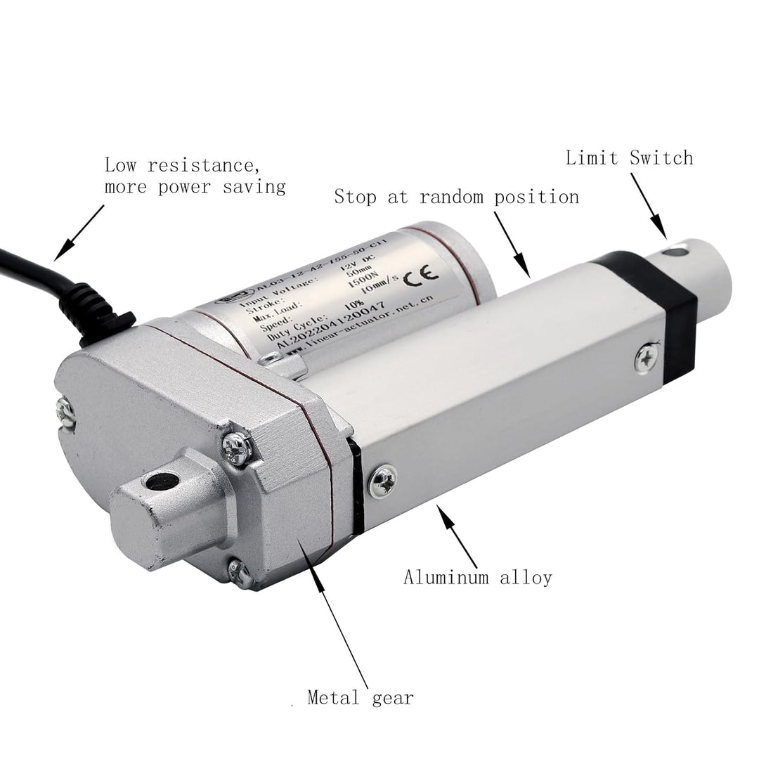 AUTTGINN 1500N 50mm Linearmotor, 12v DC Linear Actuator Motor Elektro Zylinder Schubstangenmotor für