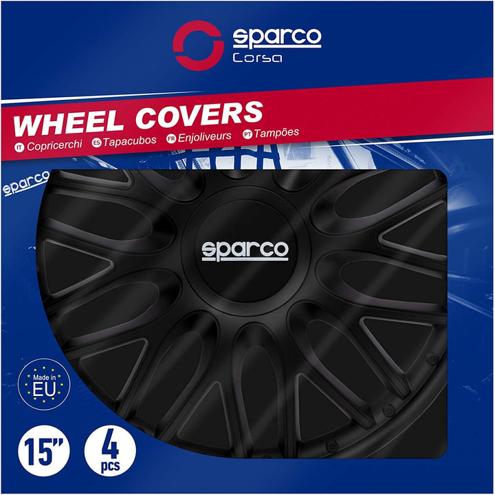 Sparco SPC1596BK Set Wheel Covers Roma 15-inch Black, Pulgadas ROMA 15 zoll SCHWARZ, ROMA 15 zoll SC