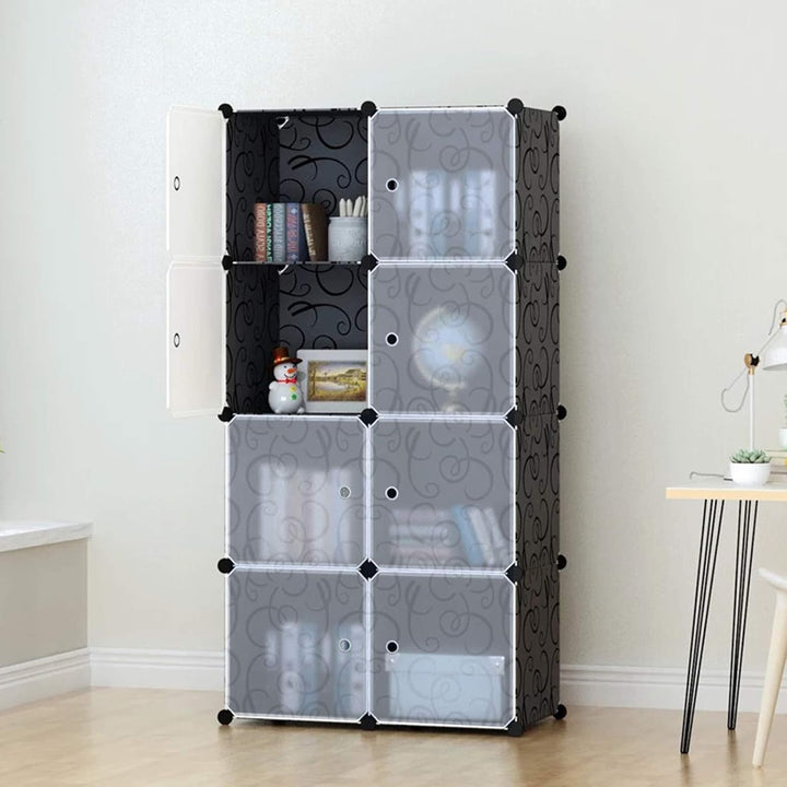 Regalsystem Steckregal aus Kunststoff Kleiderschrank mit Tür und Schuhregal Schrank Schlafzimmer Kom