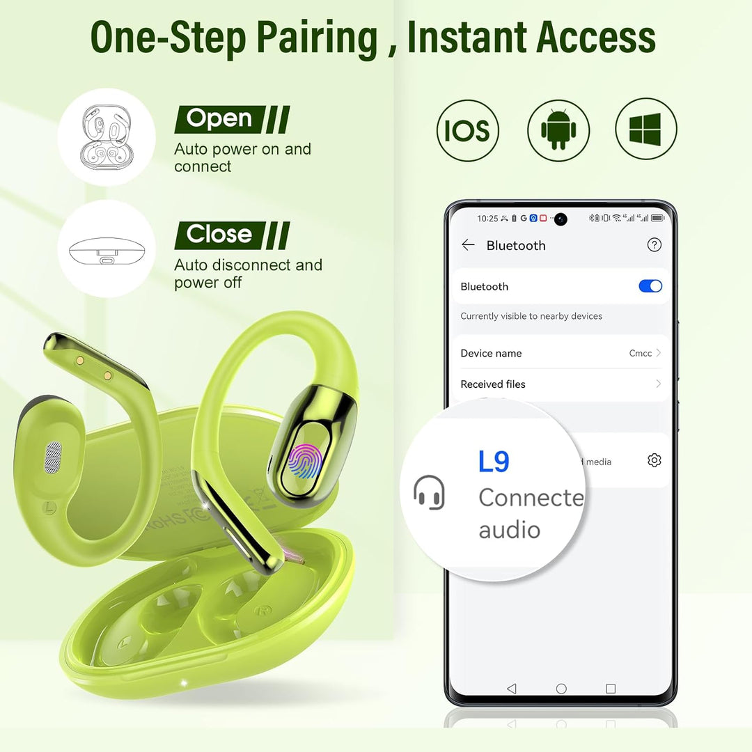 3 in 1 Open Ear KI Übersetzer Kopfhörer, 165 Sprachen &amp; 8 Modi Grasgrün | 45Std Übersetzungskopfhöre