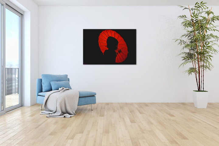 deyoli asiatischer Sonnenschirm Format: 80x60 als Leinwandbild, Motiv fertig gerahmt auf Echtholzrah