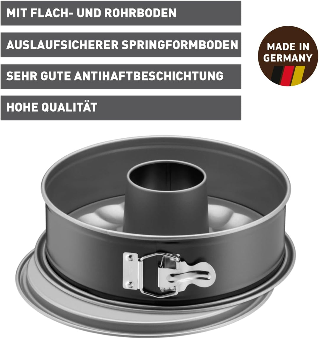 Original Kaiser Inspiration Springform 26 cm rund, 2 Böden, Flach- und Rohrboden, runde Backform, Ku