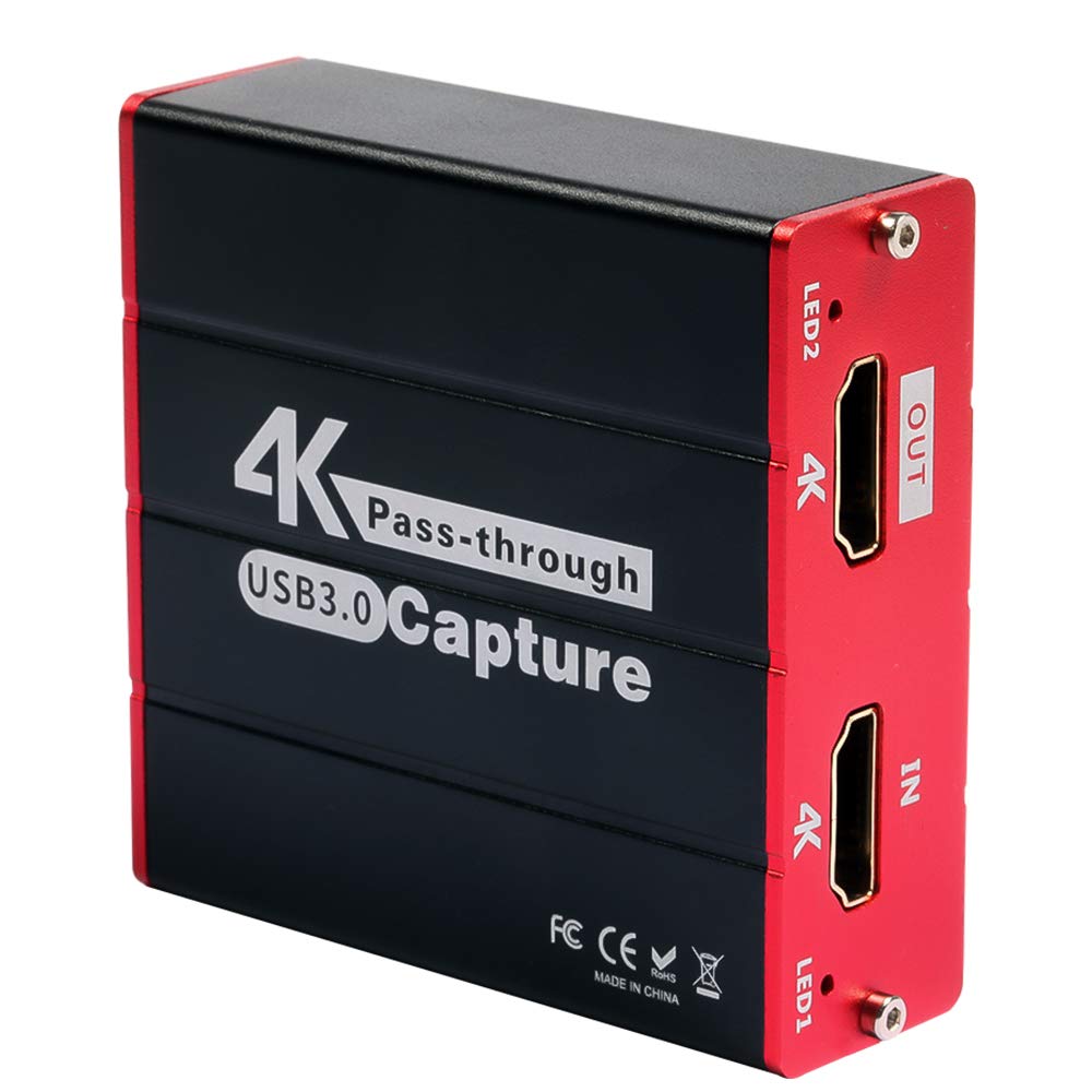 TreasLin HDMI Capture Card USB,4K-Eingang und Passthrough Recording,1080P60FPS Aufnahme und Streamin