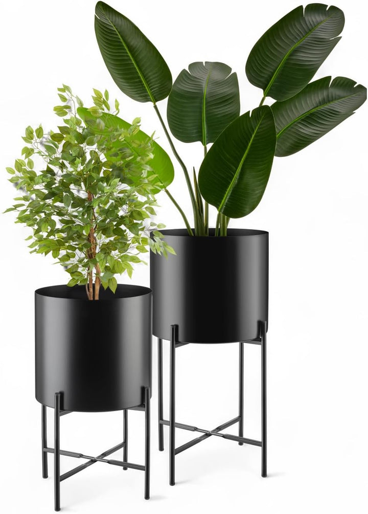 tectake® Pflanzenständer 2er Set, Blumenständer, Metall Blumentopf, abnehmbare Übertöpfe, Blumentöpf