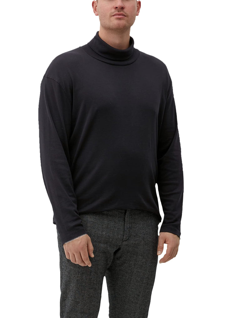 s.Oliver Big Size Herren Geripptes Longsleeve mit Turtleneck XXL Grosse Grössen Schwarz, XXL Grosse